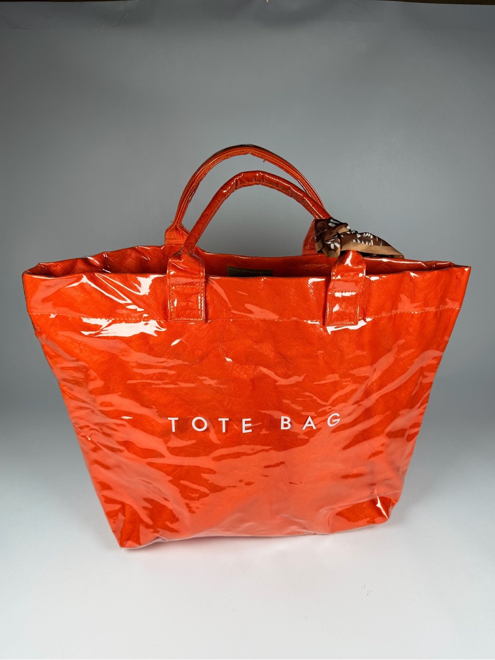 Source Unknown Orange Patent Tote Bag